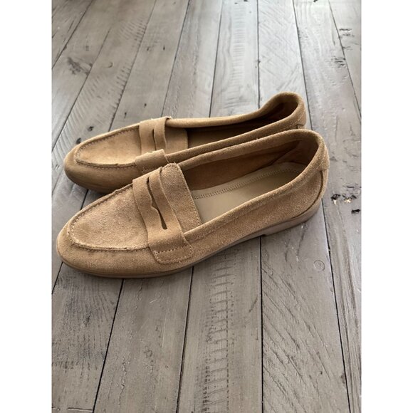ZARA Split Leather Suede Penny Loafers Moccasins Tan Brown Size 37 7 - Picture 3 of 6